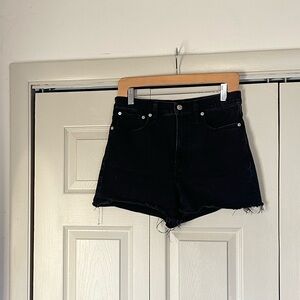 Madewell Black High-Rise Cutoff Denim Shorts